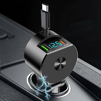 Chargeur de voiture rétractable USB 3 en 1 30W Type C