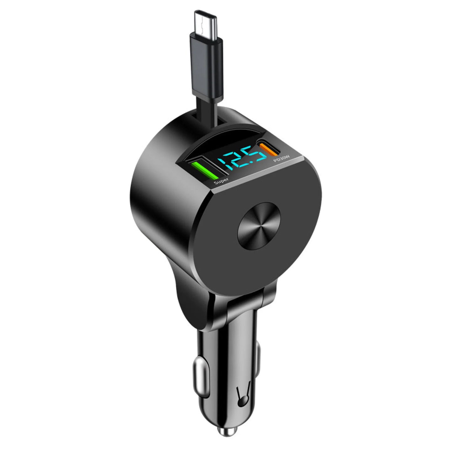 Chargeur de voiture rétractable USB 3 en 1 30W Type C